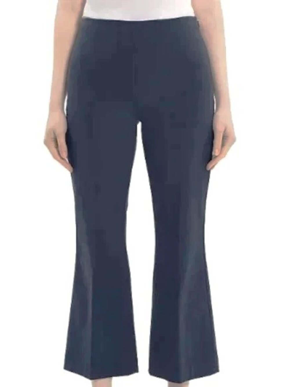 NWOT Theory Cropped Kick Flare Gray/Black Stretch Pants Side Zip No Pockets 2